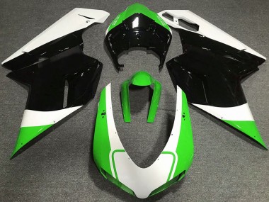 2007-2014 Ducati 848 1098 1198 Motorcycle Fairings - White Green Glossy Black UK