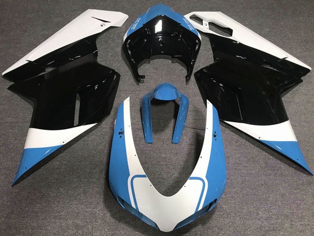 2007-2014 Ducati 848 1098 1198 Motorcycle Fairings - White Blue Glossy Black UK