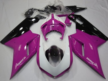 2007-2014 Ducati 1098 Motorcycle Fairings - Pink White Glossy Black UK