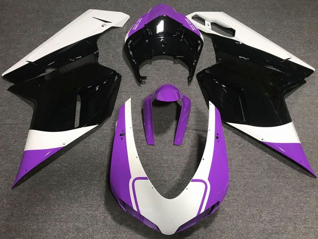 2007-2014 Ducati 848 1098 1198 Motorcycle Fairings - White Purple Glossy Black UK