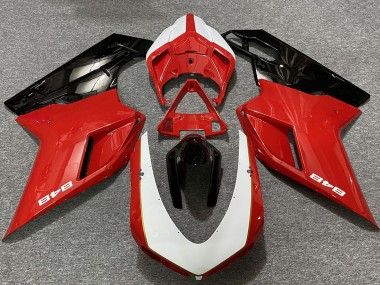2007-2014 Ducati 848 Motorcycle Fairings - White Red Glossy Black UK