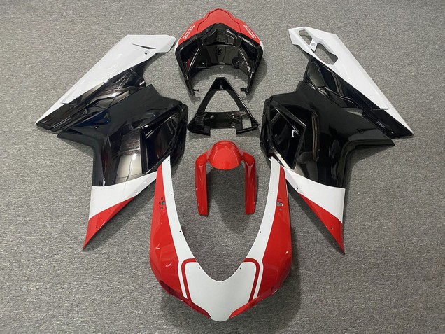 2007-2014 Ducati 848 1098 1198 Motorcycle Fairings - White Red Glossy Black UK