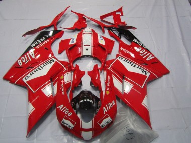 2007-2014 Ducati 848 1098 1198 Motorcycle Fairings - White Red Glossy Black Marlboro Alice UK