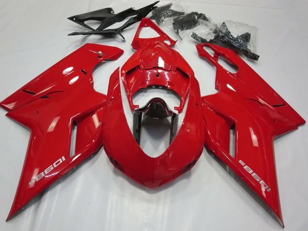 2007-2014 Ducati 1098 Motorcycle Fairings - Glossy Red Glossy Black UK