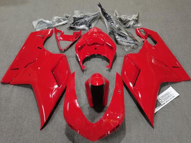 2007-2014 Ducati 848 1098 1198 Motorcycle Fairings - Glossy Red Plain UK