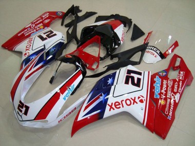 2007-2014 Ducati 1098 Motorcycle Fairings - White Red Black Blue Star Xerox 21 UK