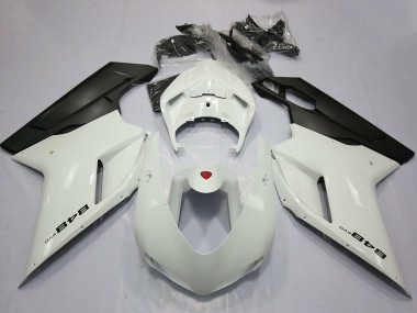 2007-2014 Ducati 848 Motorcycle Fairings - Pearl White Matte Black UK