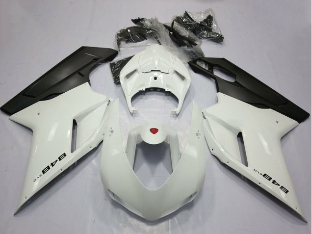 2007-2014 Ducati 848 Motorcycle Fairings - Pearl White Matte Black UK