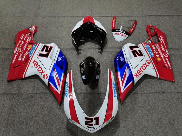 2007-2014 Ducati 848 1098 1198 Motorcycle Fairings - White Red Blue Glossy Black Xerox Valsir 21 UK