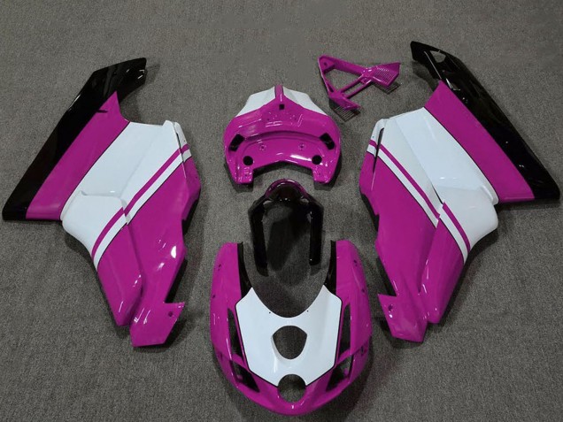 2003-2004 Ducati 749 999 Motorcycle Fairings - White Pink Glossy Black UK