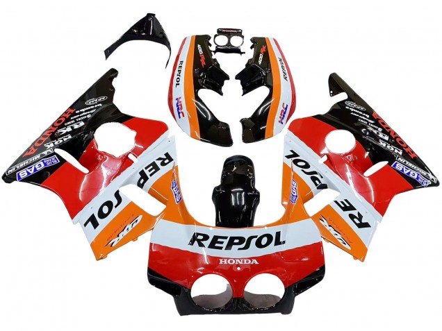 1987-1989 Honda CBR400RR NC23 Motorcycle Fairings - Orange White Red Glossy Black Repsol HRC UK