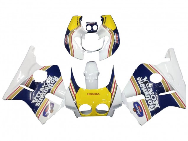 1987-1989 Honda CBR400RR NC23 Motorcycle Fairings - White Yellow Blue Rothmans UK
