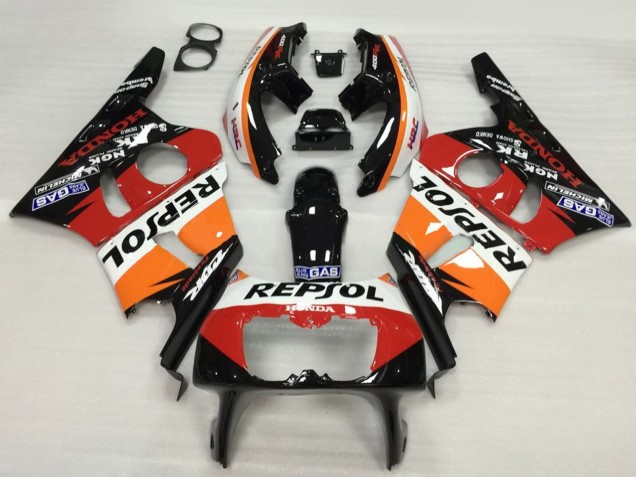 1987-1989 Honda CBR400RR NC23 Motorcycle Fairing - Orange White Red Glossy Black Repsol HRC UK