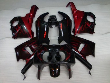 1990-1999 Honda CBR400RR NC29 Motorcycle Fairings - Glossy Black Red Flame UK