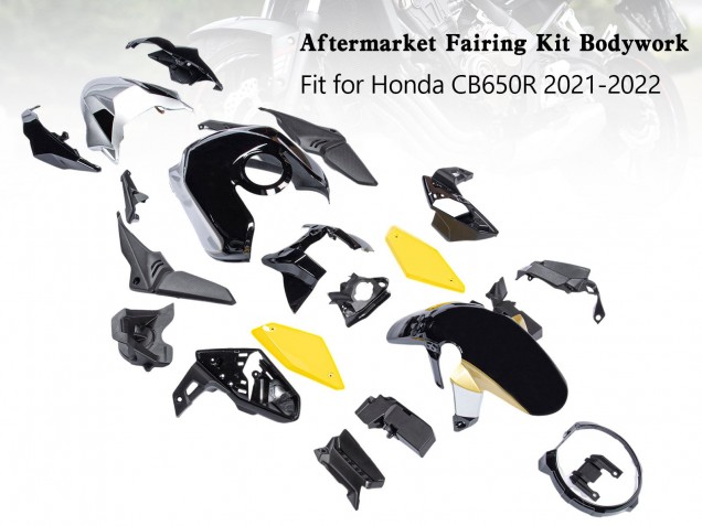 2019-2022 Honda CB650R Motorcycle Fairings - Black Yellow UK