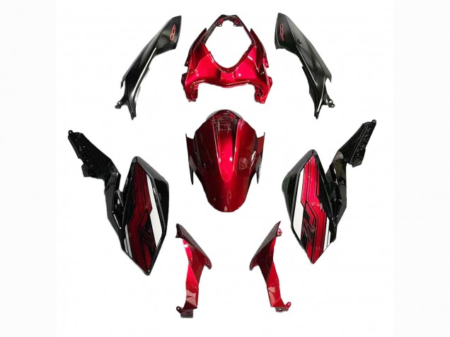2018-2024 Kawasaki Z400 Motorcycle Fairings - Candy Red Glossy Black UK