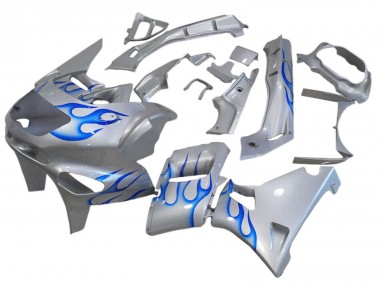 1993-2007 Kawasaki ZZR400 Motorcycle Fairings - White Blue Flame UK