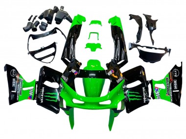 1993-2007 Kawasaki ZZR400 Motorcycle Fairings - Green Glossy Black Green Monster Elf Touch4 Bridgestone UK
