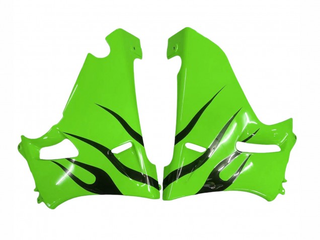 1993-2007 Kawasaki ZZR400 Motorcycle Fairings - Green Glossy Black Flame UK