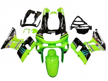 1993-2007 Kawasaki ZZR400 Motorcycle Fairings - Green Glossy Black Blue Monster Elf Touch4 Bridgestone UK