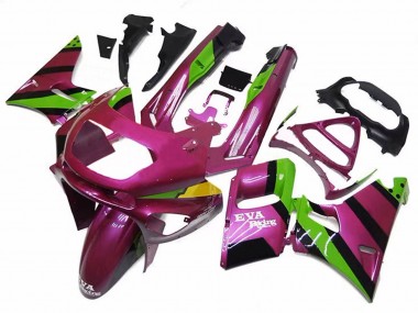 1993-2007 Kawasaki ZZR400 Motorcycle Fairings - Deep Pink Green EVA Racing UK