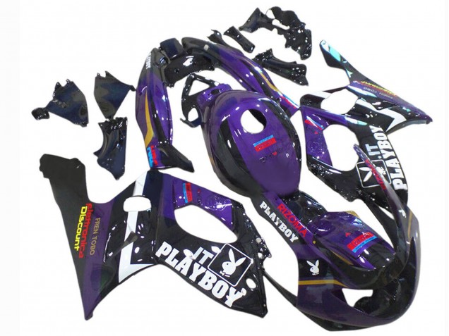 1996-2007 Yamaha YZF600R Thundercat Motorcycle Fairings - Dark Purple Black White Rizoma Playboy UK
