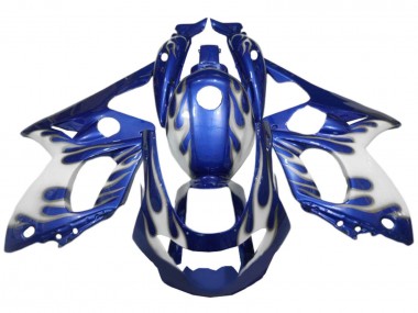 1996-2007 Yamaha YZF600R Thundercat Motorcycle Fairings - Blue White Silver Flame UK