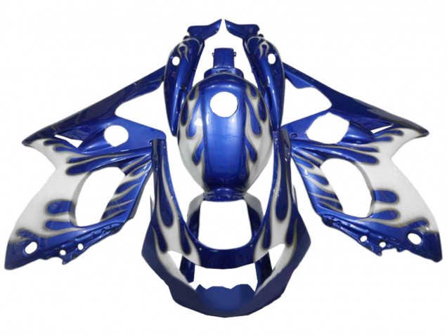 1996-2007 Yamaha YZF600R Thundercat Motorcycle Fairings - Blue White Silver Flame UK