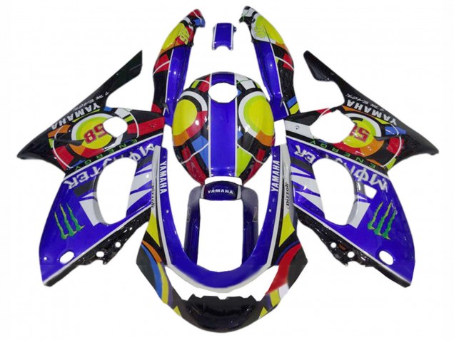 1996-2007 Yamaha YZF600R Thundercat Motorcycle Fairings - Blue Black White Yellow Monster 46 UK