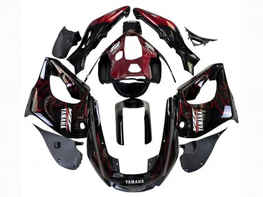 1997-2007 Yamaha YZF 1000R Thunderace Motorcycle Fairings - Black with Dark Red Flame UK