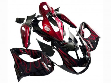 1997-2007 Yamaha YZF 1000R Thunderace Motorcycle Fairing Kits - Black with Red Flame UK
