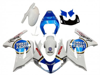 2003-2013 Suzuki SV650 Motorcycle Fairings - White Blue Lucky Strike Motul UK