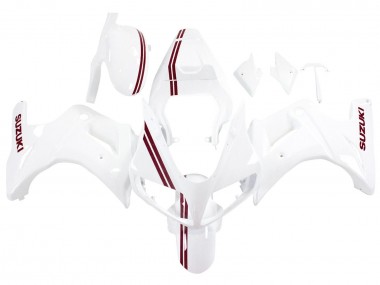 2003-2013 Suzuki SV650 Motorcycle Fairings - White with Dark Red Lines UK