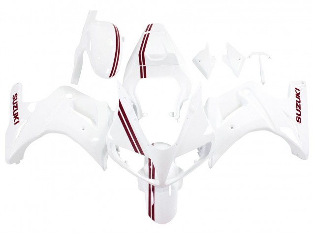 2003-2013 Suzuki SV650 Motorcycle Fairings - White with Dark Red Lines UK