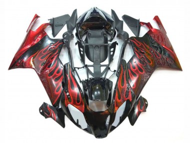 2003-2006 Aprilia RSV1000 Motorcycle Fairings - Glossy Black Red Flame UK