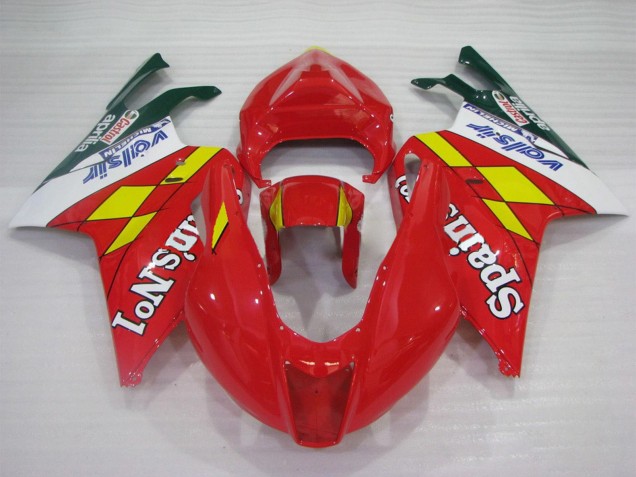 2003-2006 Aprilia RSV1000 Motorcycle Fairings - Red Yellow White Spains No1 Valsir Castrol UK