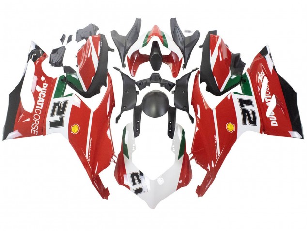 2020-2024 Ducati Panigale V2 Motorcycle Fairings - White Red Green Matte Black Corse 21 UK