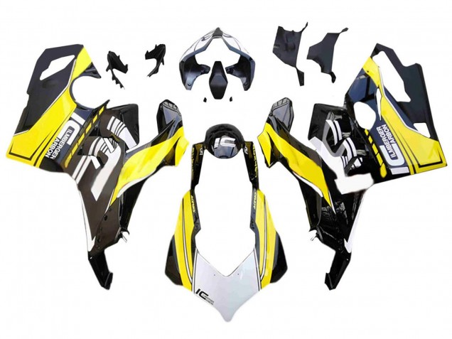 2018-2019 Ducati Panigale V4 V4S Motorcycle Fairings - White Yellow Glossy Black UK