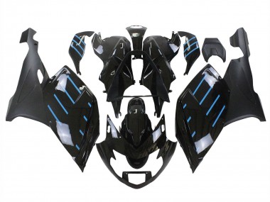 2005-2010 BMW K1200S Motorcycle Fairings - Glossy Black Matte Black Blue Lines UK
