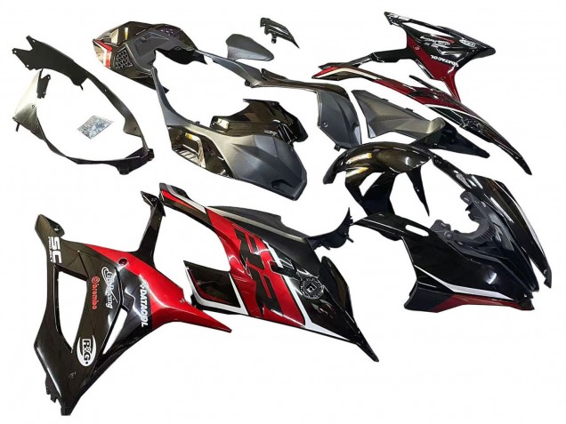 2019-2022 BMW S1000RR Motorcycle Fairings - Black Dark Red UK