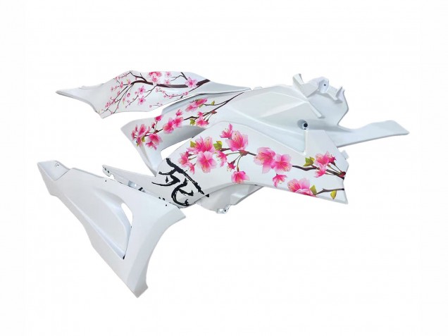 2023-2025 Kawasaki ZX6R Motorcycle Fairings - Black White with Flower UK