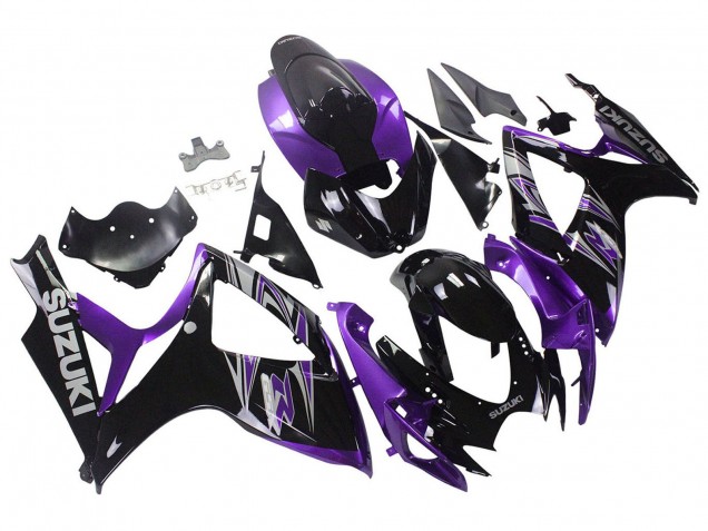 2006-2007 Suzuki GSXR 600 / GSXR 750 Motorcycle Fairing Kits - Purple Glossy Black UK