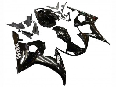 2003-2004 Yamaha YZF R6 Motorcycle Fairings - Glossy Black White Decals UK