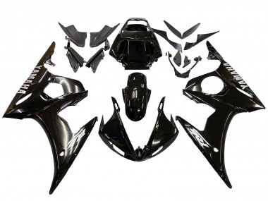 2003-2004 Yamaha YZF R6 Motorcycle Fairings - Glossy Black White Decals UK