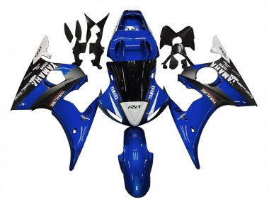 2003-2004 Yamaha YZF R6 Motorcycle Fairings - Blue White Glossy Black Yamalube UK