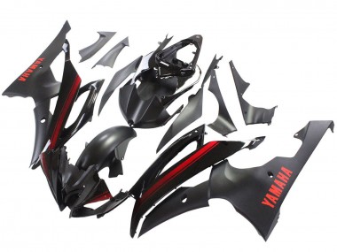 2008-2016 Yamaha YZF 600 R6 Motorcycle Fairings - Glossy Black Matte Black Red Stripe UK