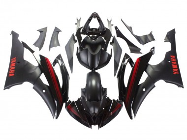 2008-2016 Yamaha YZF 600 R6 Motorcycle Fairings - Glossy Black Matte Black Red Stripe UK