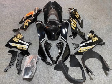 2021-2025 Kawasaki ZX10R Motorcycle Fairings - Glossy Black Gold Elf Snow UK