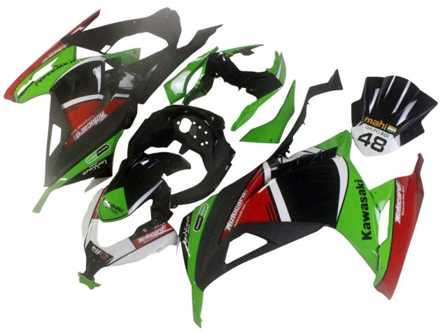2013-2024 Kawasaki EX300 Motorcycle Fairings - Green White Red Black Elf UK