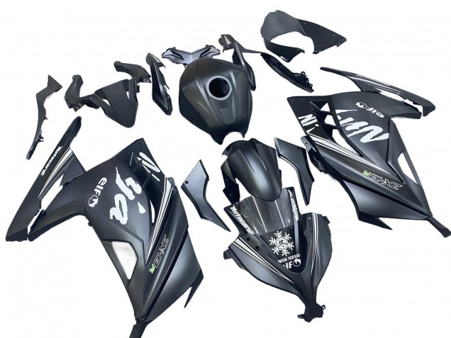 2013-2024 Kawasaki EX300 Motorcycle Fairings - Matte Black White Elf Snow UK